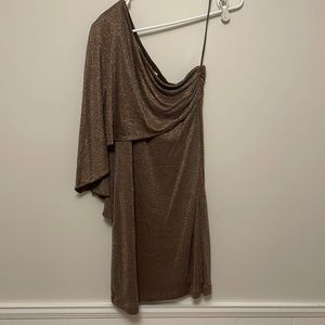 Hablaron Heritage asymmetrical dress brown and gold women’s size 0
